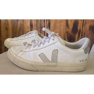 Veja Campo Chromefree Leather White Natural Suede, Size 8